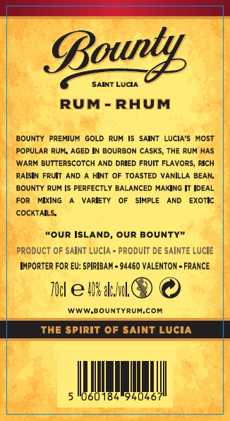 RUM 40° 70CL BOUNTY GOLD Ste Lucia